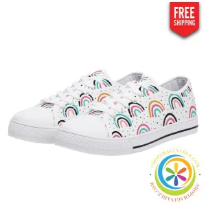 Boho Chic Rainbows Ladies Low Top Canvas Shoes