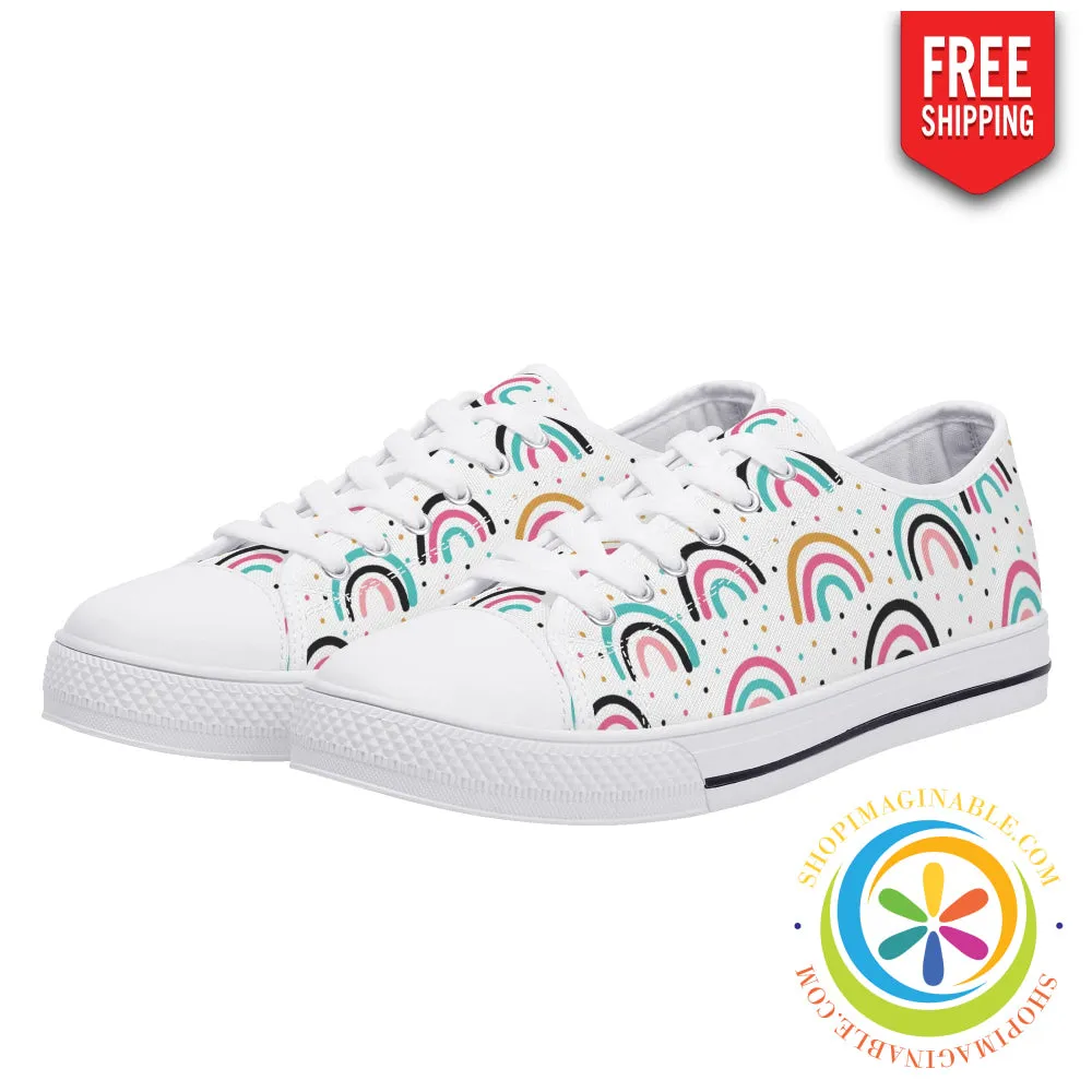 Boho Chic Rainbows Ladies Low Top Canvas Shoes