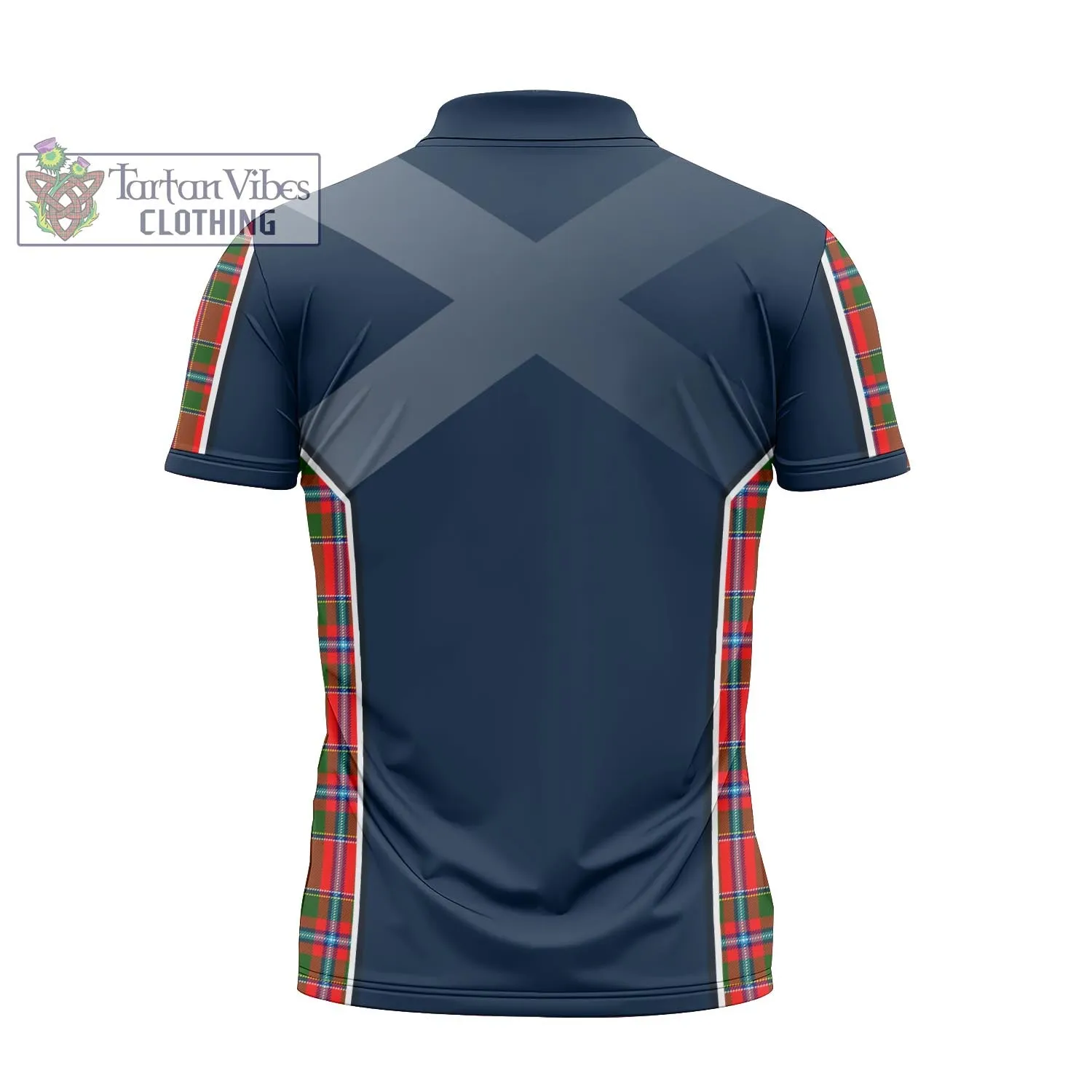Butter Tartan Zipper Polo Shirt with Family Crest and Scottish Thistle Vibes Sport Style