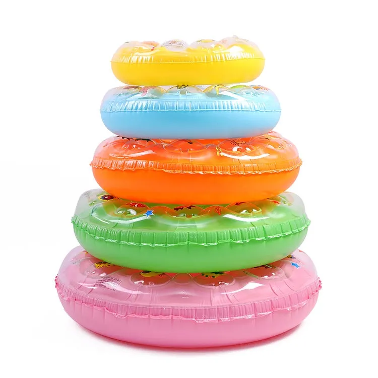 Cartoon Pattern Double Airbag Thickened Inflatable Swimming Ring Crystal Swimming Ring, Size:60 cm(Blue)