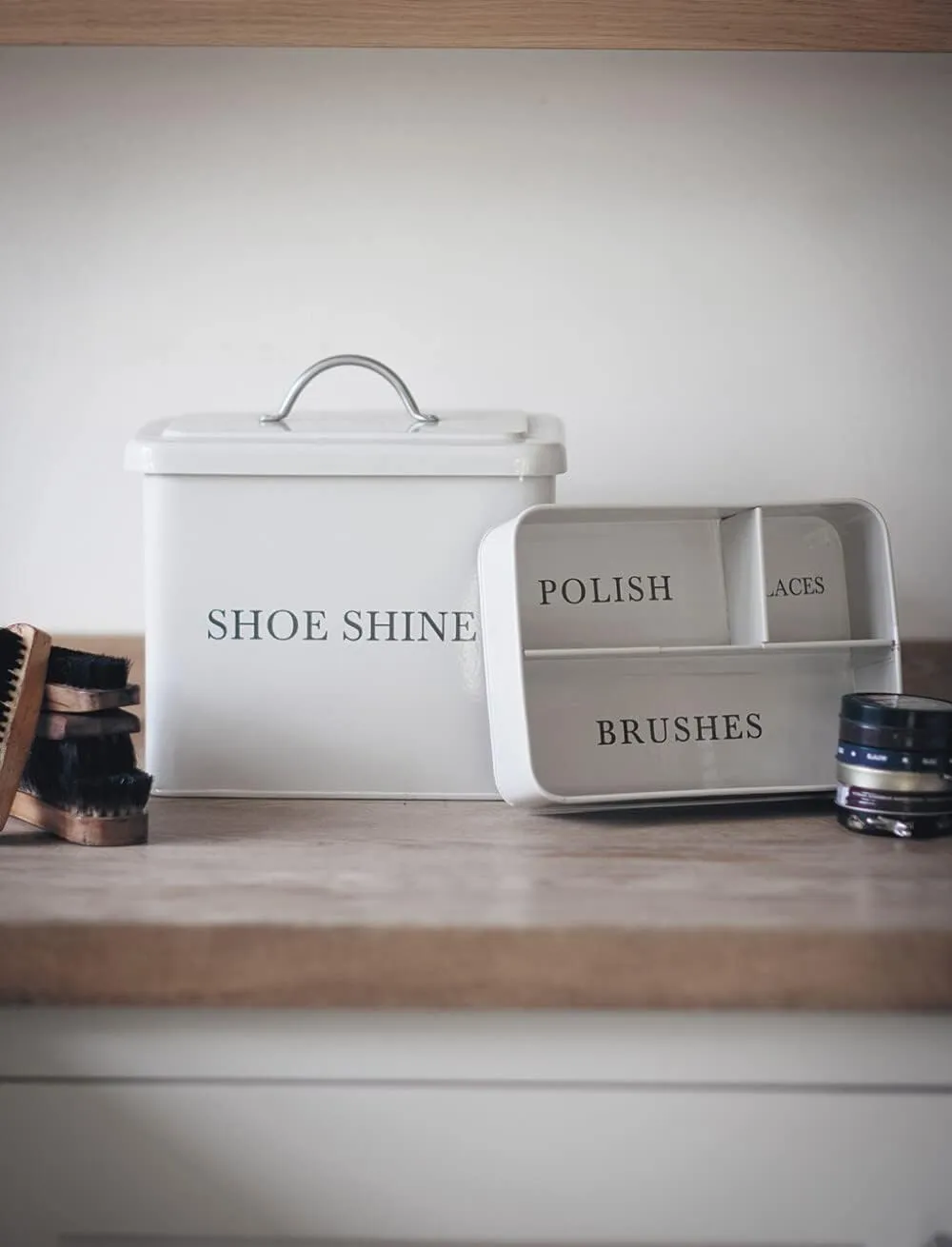Chalk Coloured Steel Shoe Shine Box