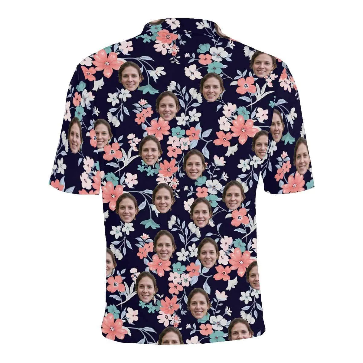 Custom Face Small Flower All Over Print Polo Shirt Personalized Men's Golf Shirt