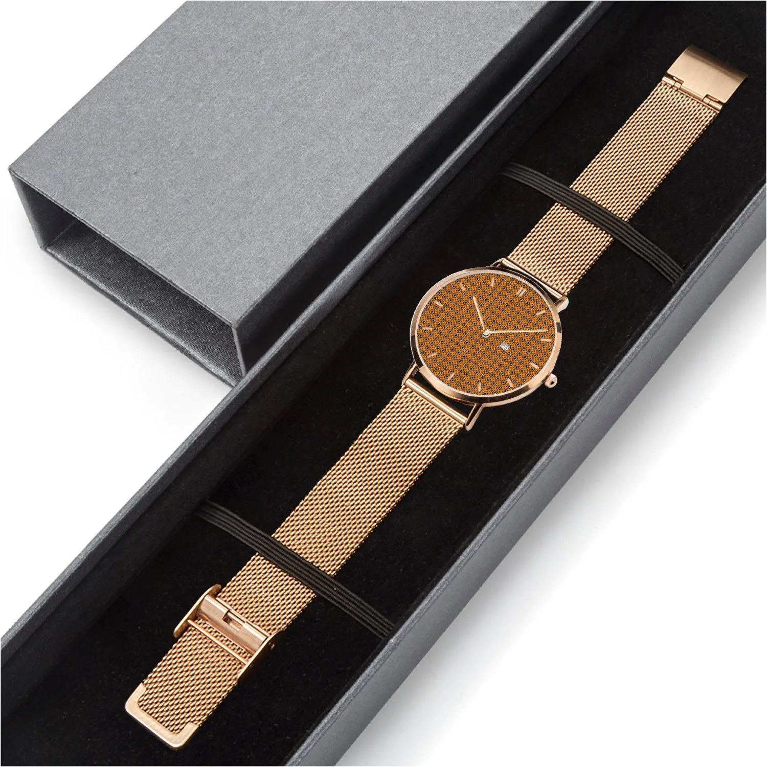 Diamond Sun Stainless Steel Perpetual Calendar Quartz Watch (With Indicators)
