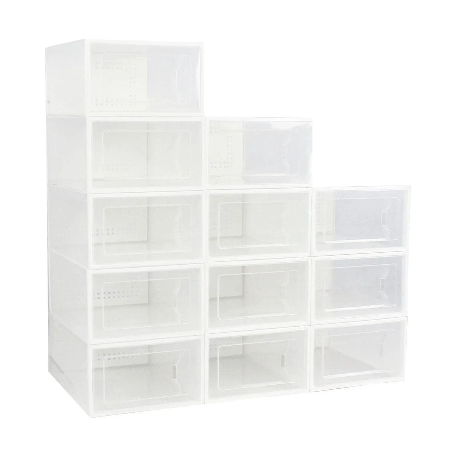 GOMINIMO Plastic Shoe Box 12PCS Medium Size Premium (White)