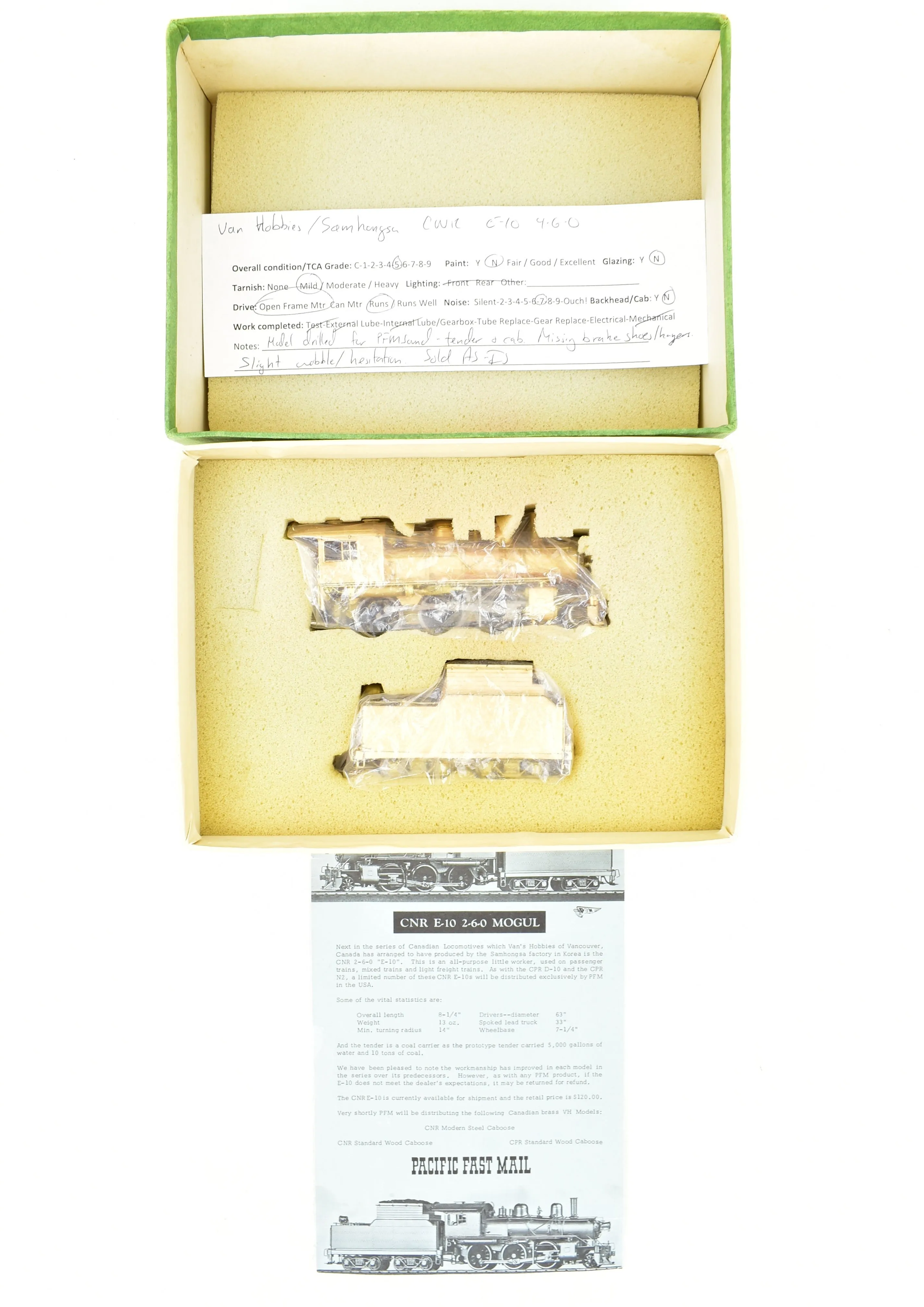 HO Brass PFM - Van Hobbies CNR - Canadian National Railway 2-6-0 E-10 Mogul AS-IS