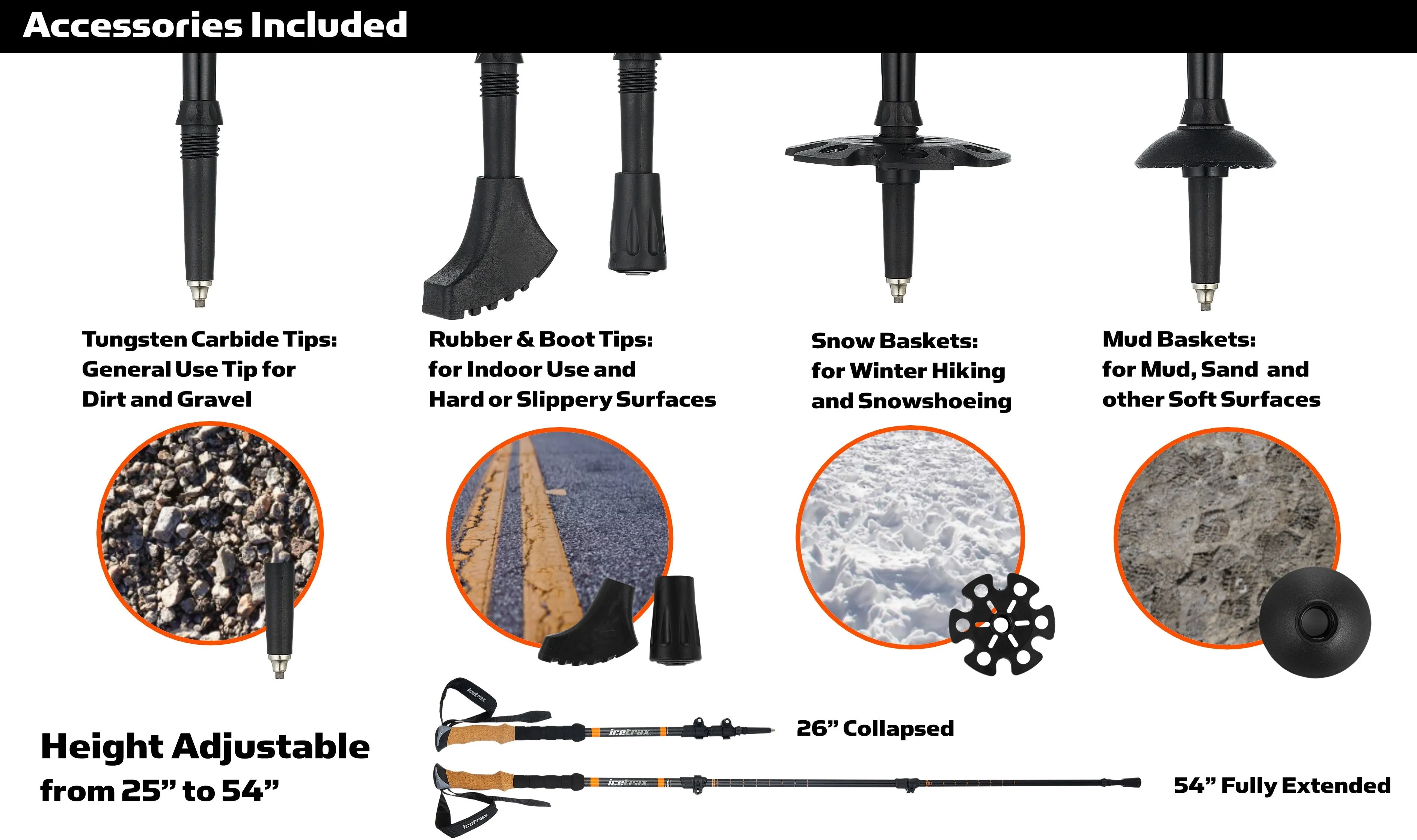 ICETRAX Aluminum Trekking Poles