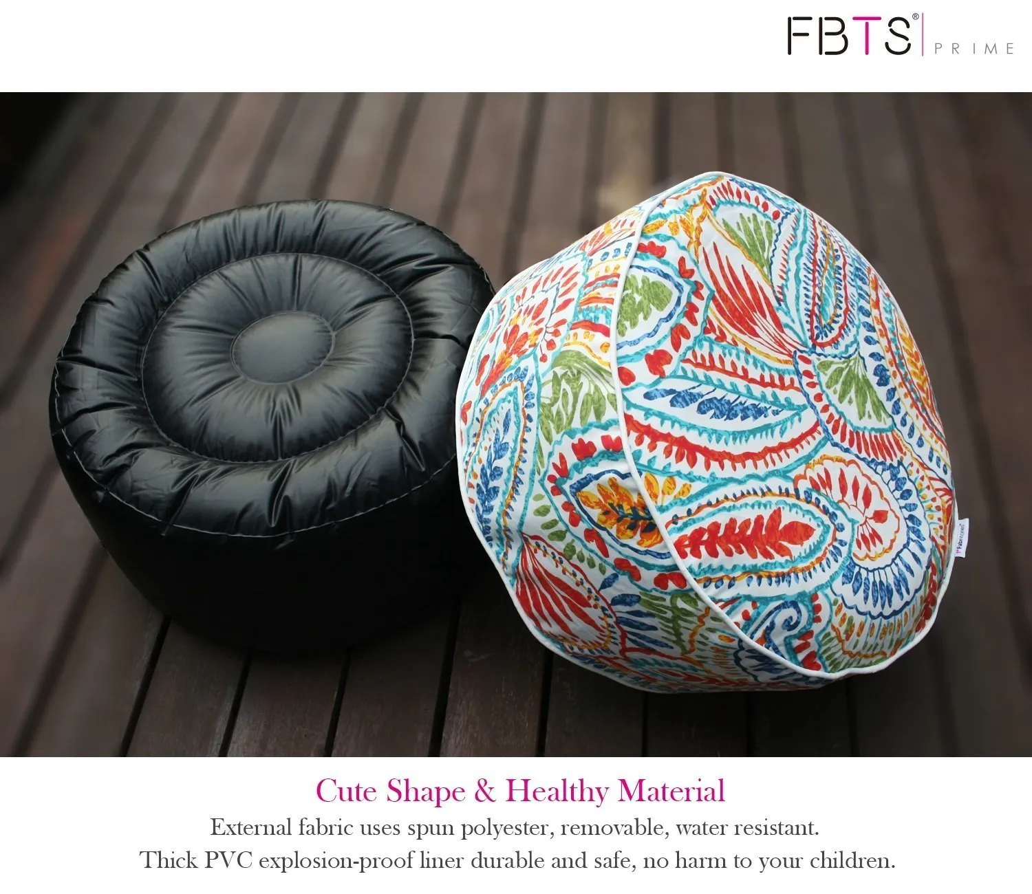 Inflatable Stool Ottoman Portable Travel Bean Bag Cushion Indoor/Outdoor Round Inflatable Footstool for Kids and Adults Foot Rest Stool Used for Camping Patio Home Yoga Meditation by FBTS Prime