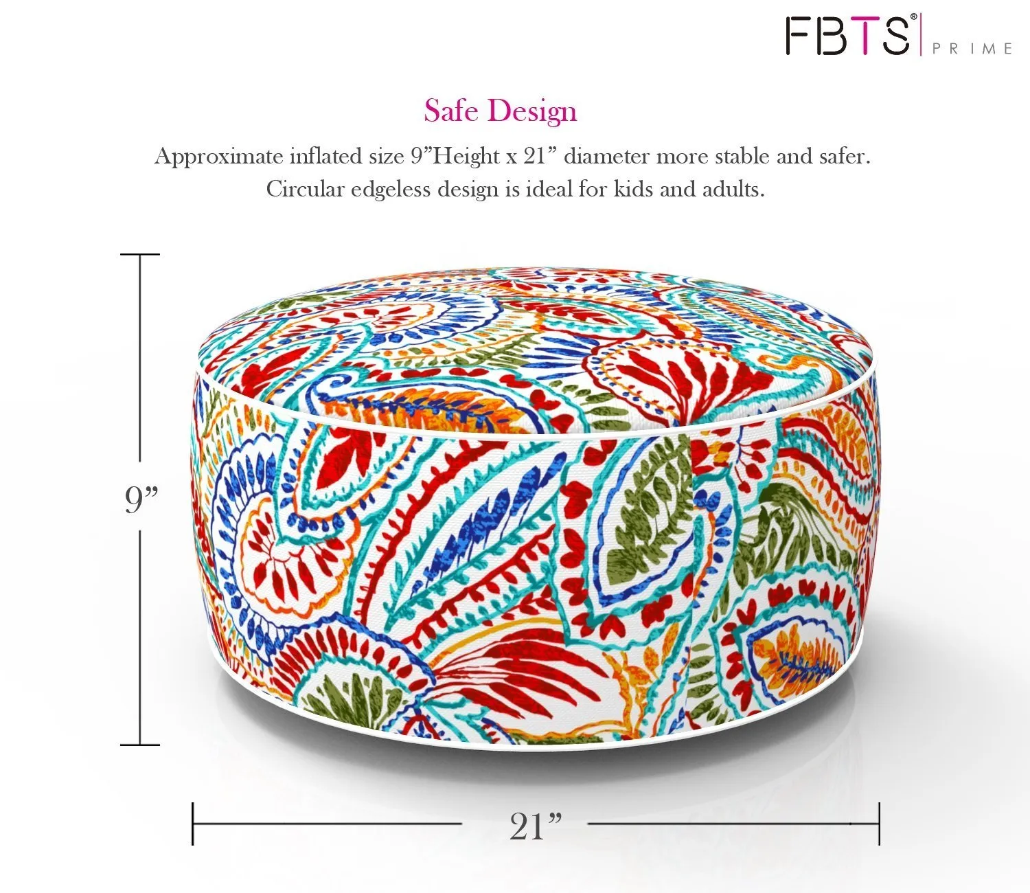 Inflatable Stool Ottoman Portable Travel Bean Bag Cushion Indoor/Outdoor Round Inflatable Footstool for Kids and Adults Foot Rest Stool Used for Camping Patio Home Yoga Meditation by FBTS Prime