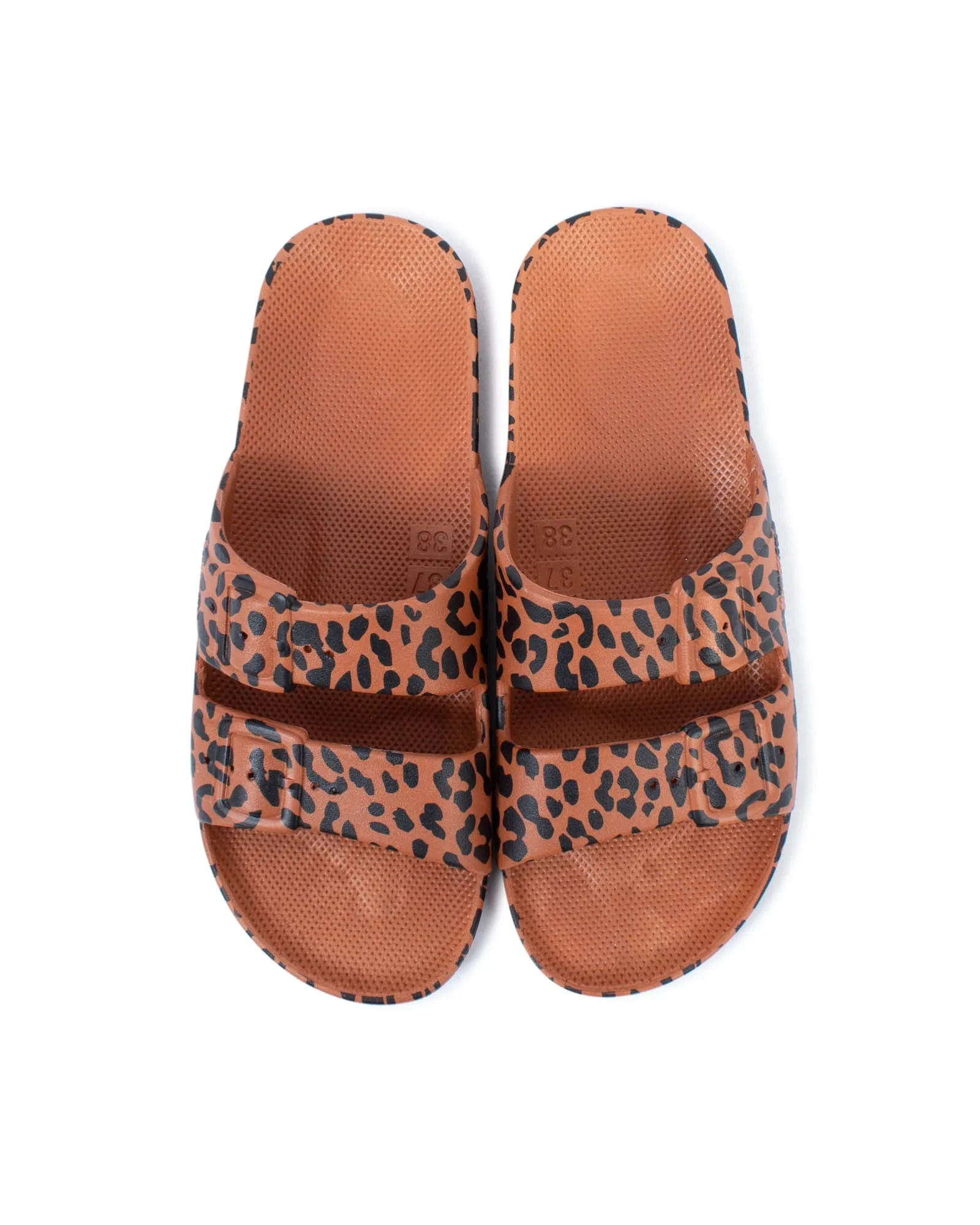 Leopard-Print Two-Strap Slides