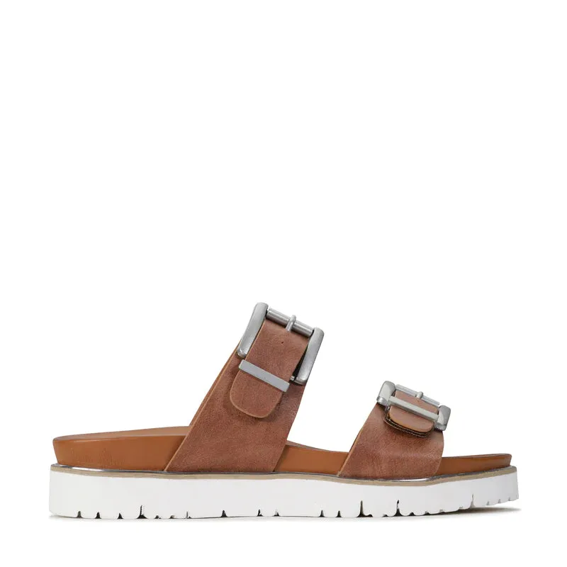 Los Carbos Carter Double Strap Adjustable  Slide Chocolate 37