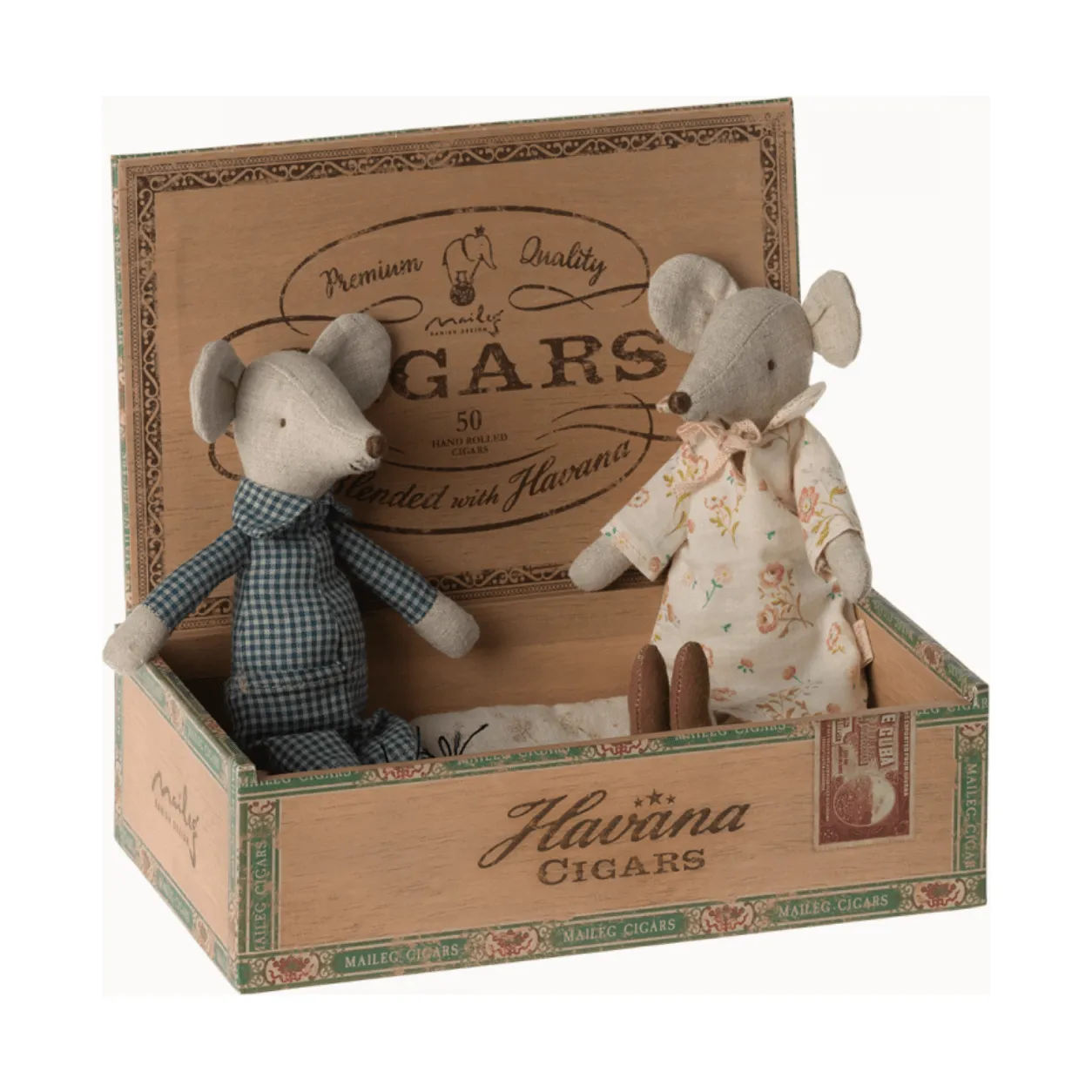 Maileg Grandma and Grandpa Mice in Cigarbox