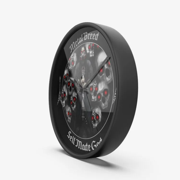 Metal Breed Self Made God Chrome Skull Red Eye Dark Cloud Wall Clock Silent Non Ticking Quality Quartz