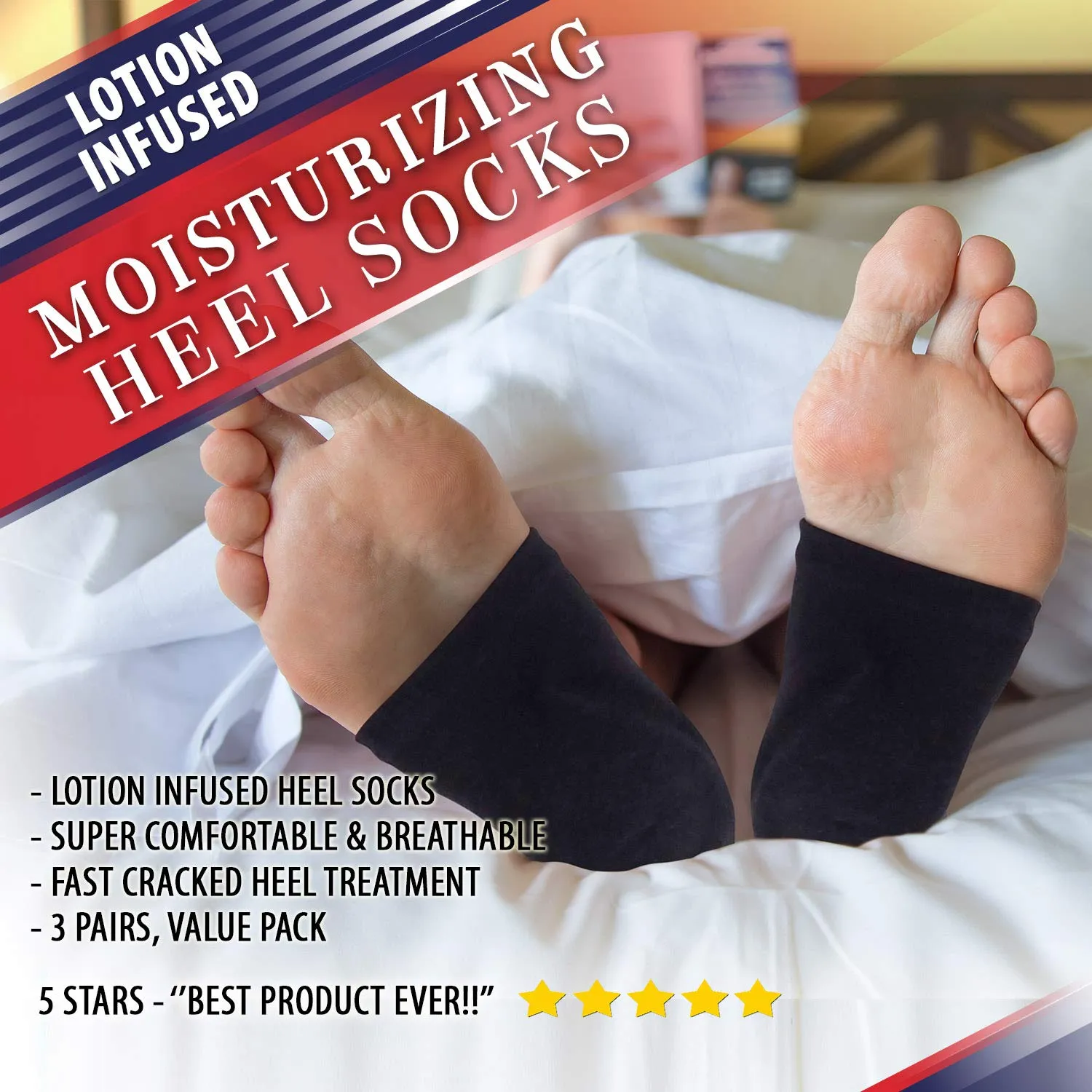 Moisturizing Socks for Mens Cracked Heels - Moisturizer Heel Sleeves to Smooth & Soften Rough Cracked Heels & Dry Feet. Large Aloe Moisturizing Heel Socks with Lotion Infused Gel Socks (XL - 3 Pairs)