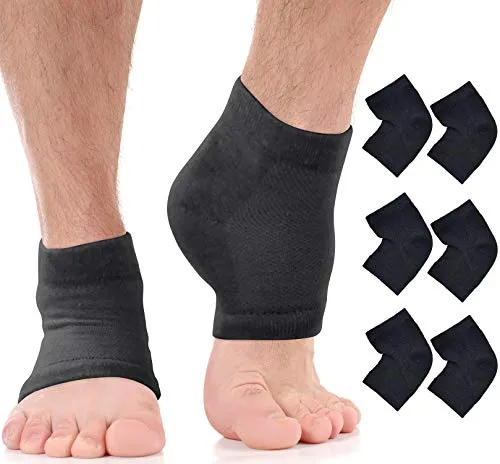 Moisturizing Socks for Mens Cracked Heels - Moisturizer Heel Sleeves to Smooth & Soften Rough Cracked Heels & Dry Feet. Large Aloe Moisturizing Heel Socks with Lotion Infused Gel Socks (XL - 3 Pairs)