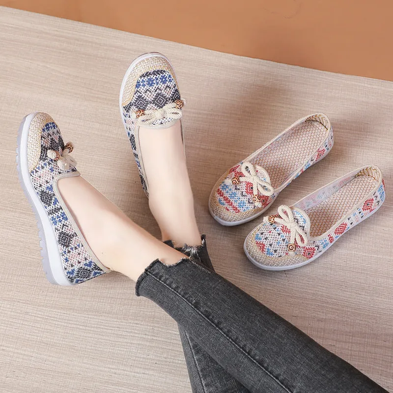 Nanccy Weaving Breathable Loafers  Comfortable Walking Casual Flats Shoes WF03