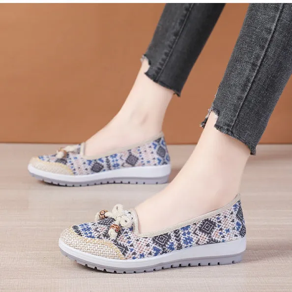 Nanccy Weaving Breathable Loafers  Comfortable Walking Casual Flats Shoes WF03
