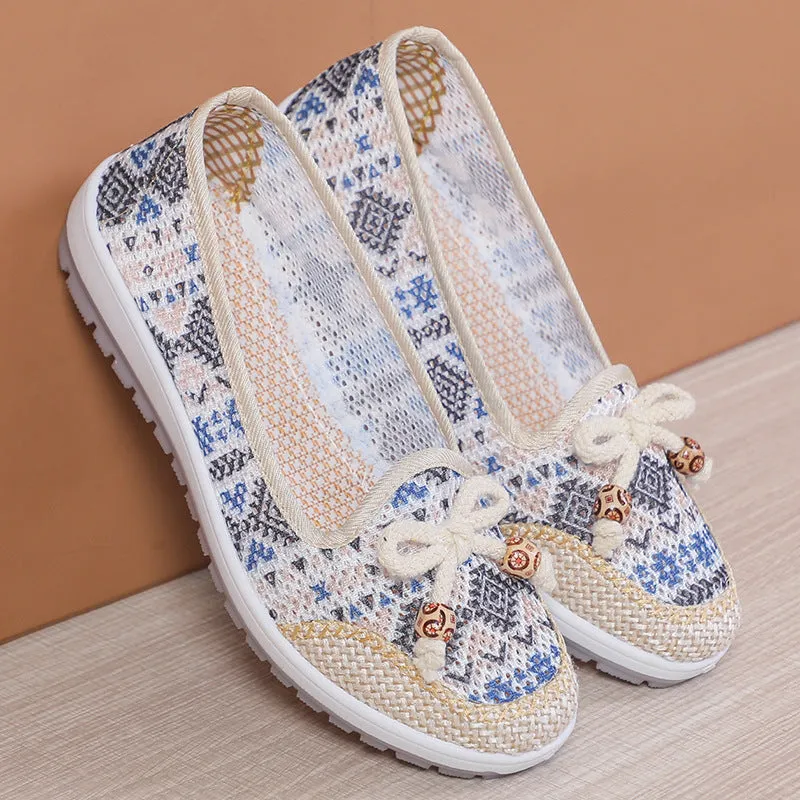 Nanccy Weaving Breathable Loafers  Comfortable Walking Casual Flats Shoes WF03