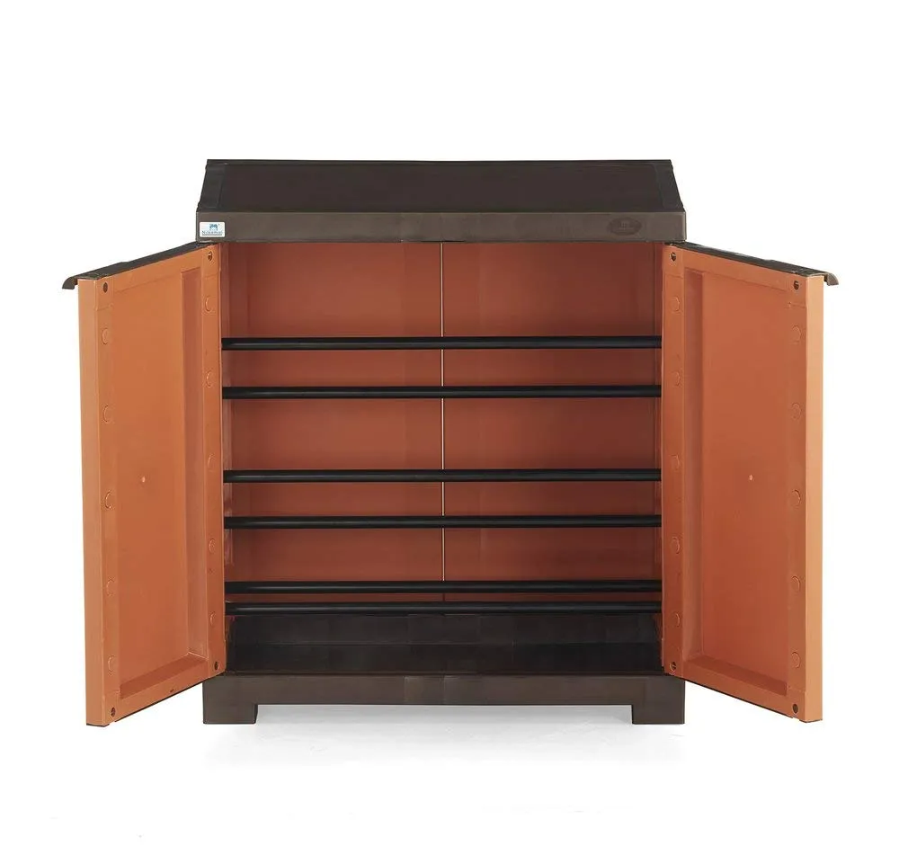 Nilkamal Freedom Mini 09 (FMSC09) Plastic Shoe Cabinet (Rust & Weathered Brown)