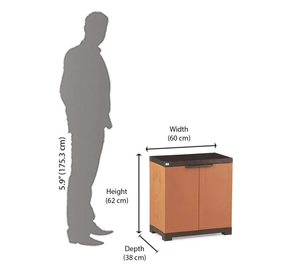 Nilkamal Freedom Mini 09 (FMSC09) Plastic Shoe Cabinet (Rust & Weathered Brown)