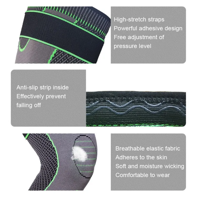 Nylon Knitted Riding Sports Extended Knee Pads, Size: L(Green Pressurized Anti-slip)