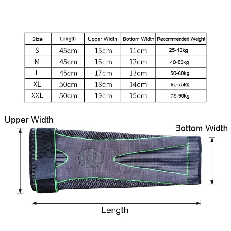 Nylon Knitted Riding Sports Extended Knee Pads, Size: L(Green Pressurized Anti-slip)