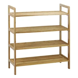 Oceanstar 4-Tier, Natural Bamboo Shoe Rack, Medium,