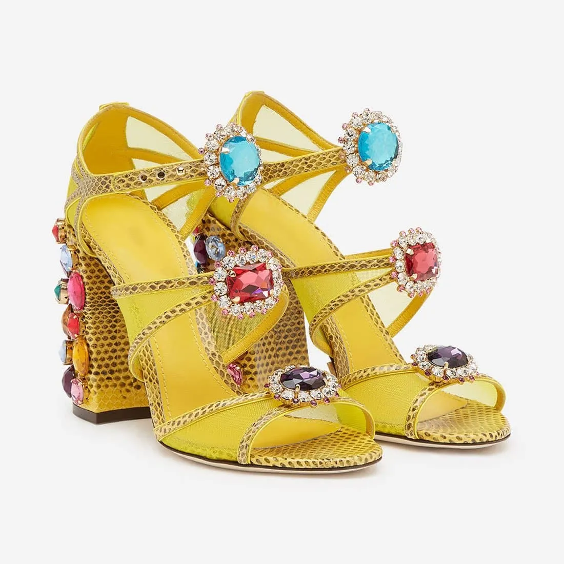 Open Toe Gemstone High Heel