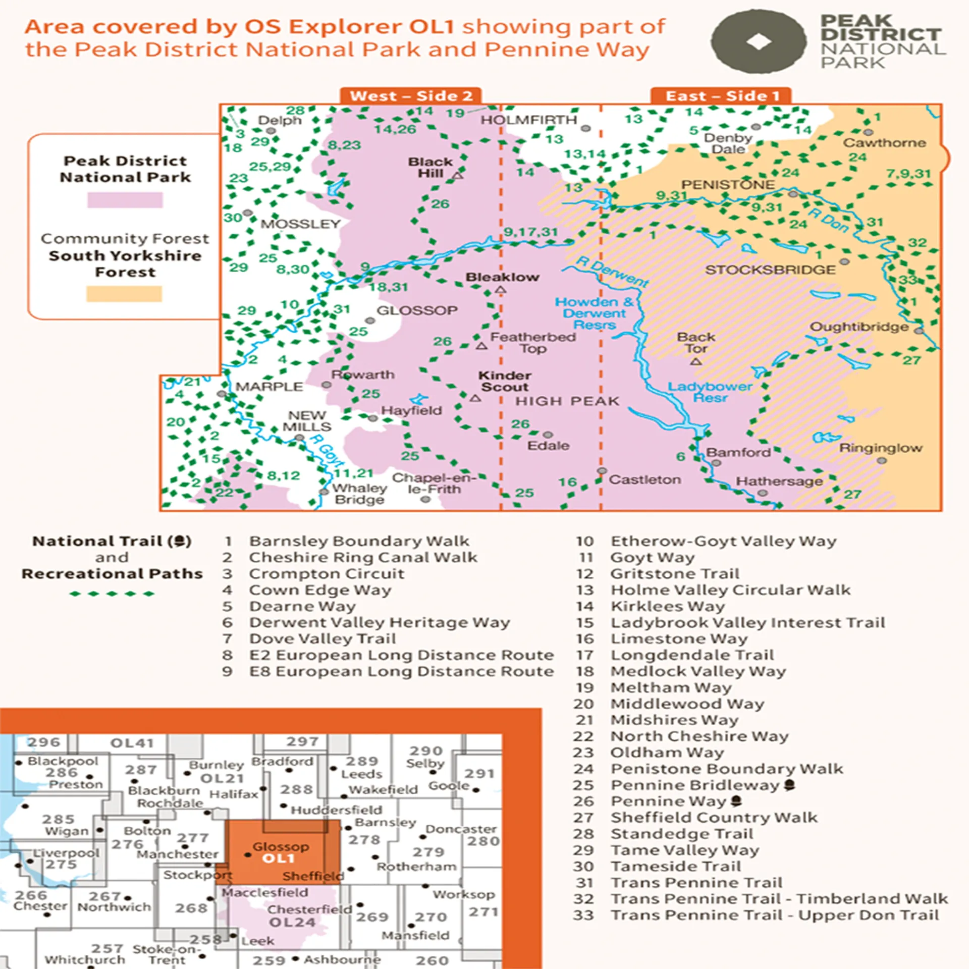 Ordnance Survey Explorer OL1 Map The Peak District