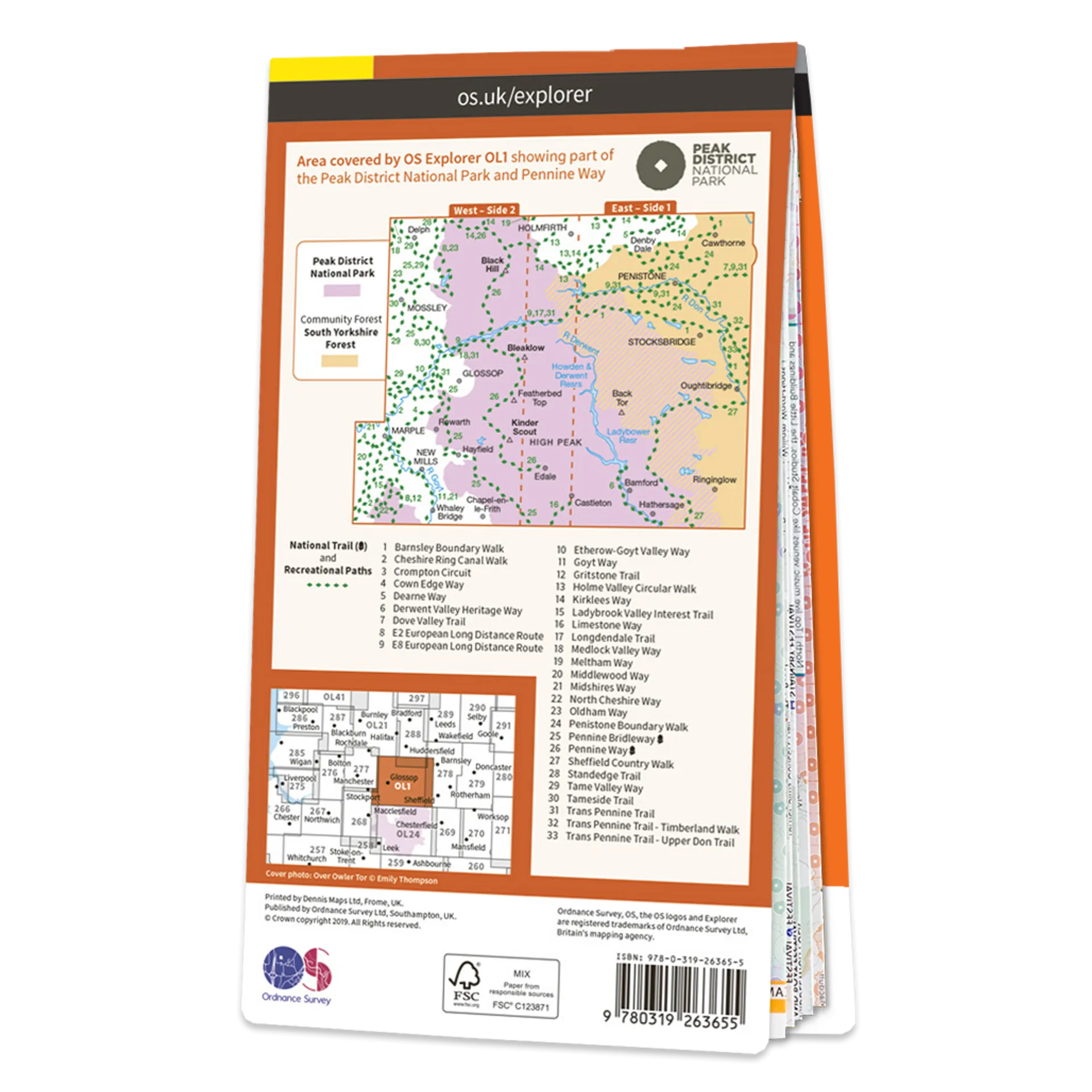 Ordnance Survey Explorer OL1 Map The Peak District