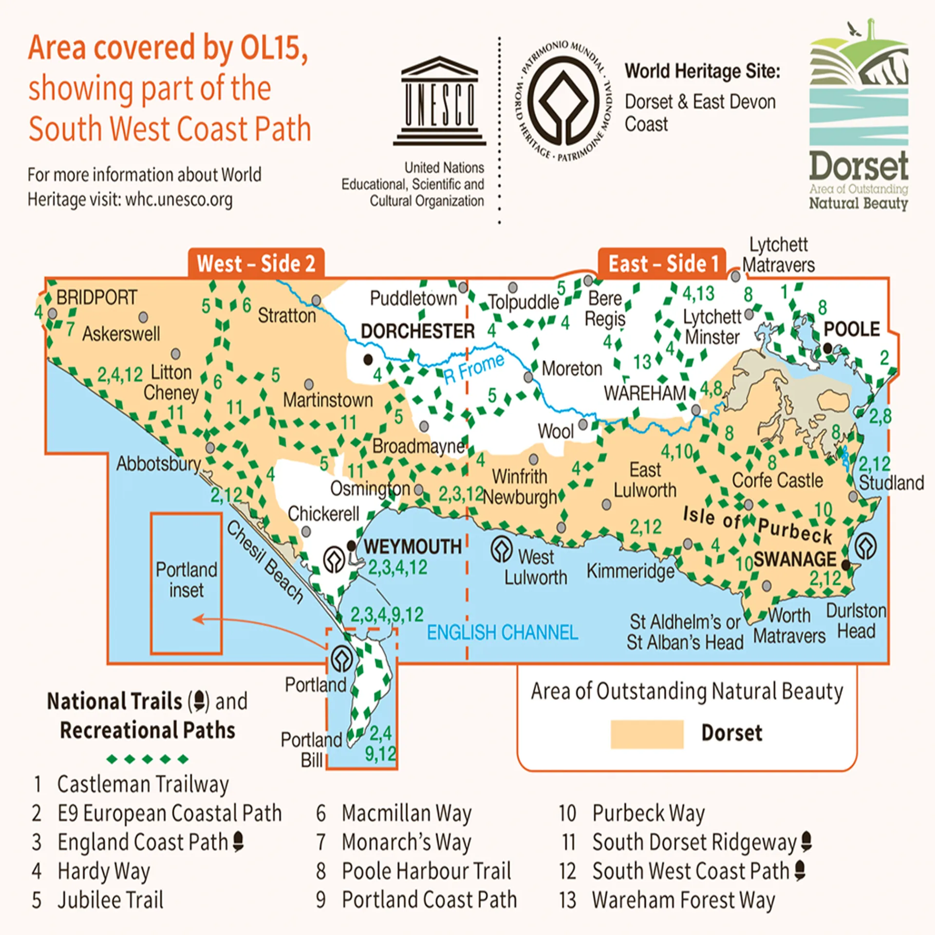 Ordnance Survey Explorer OL15 Map Purbeck & South Dorset