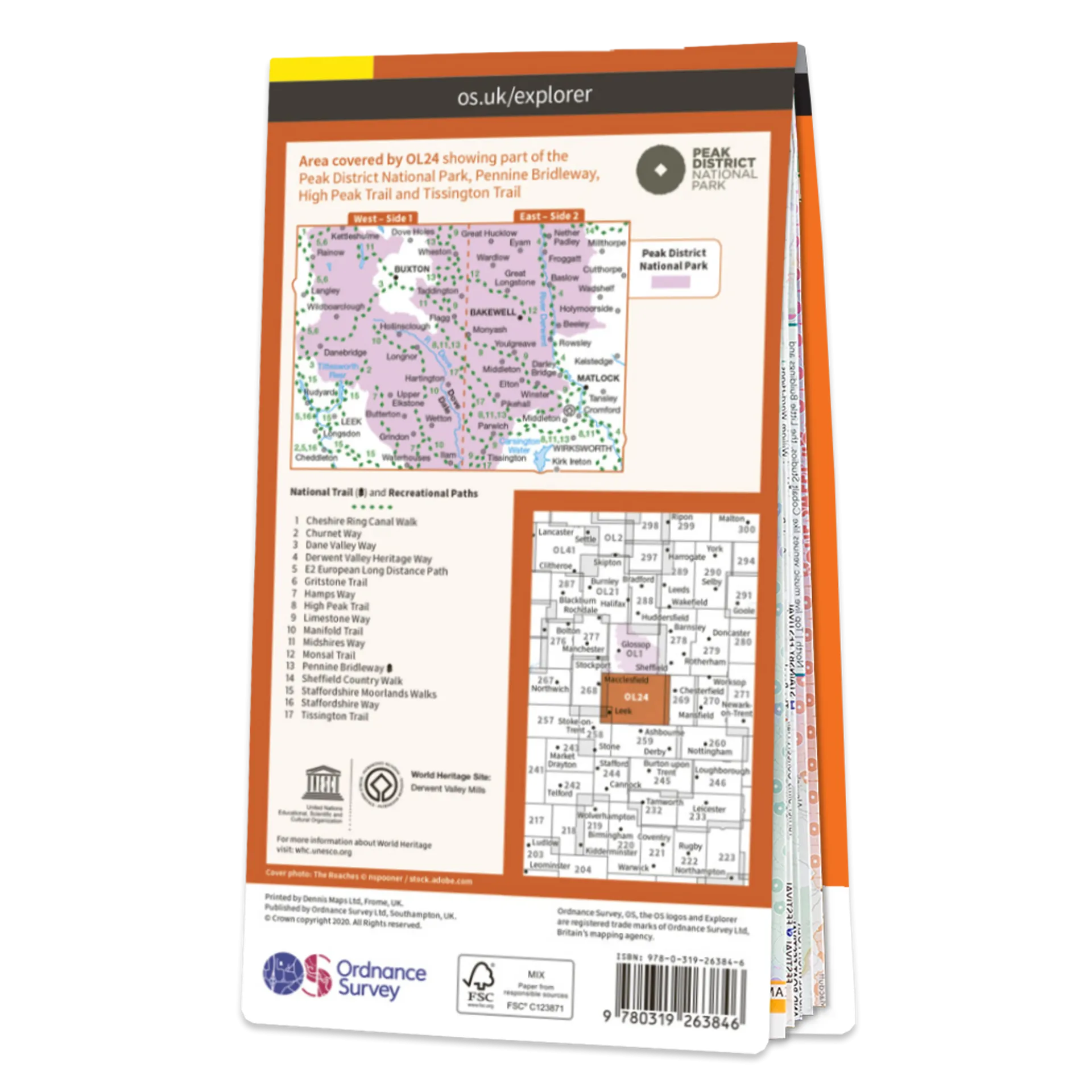 Ordnance Survey Explorer OL24 Map The Peak District