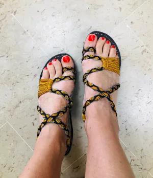 Platform Rope Sandals-Yellow-Claudia Style