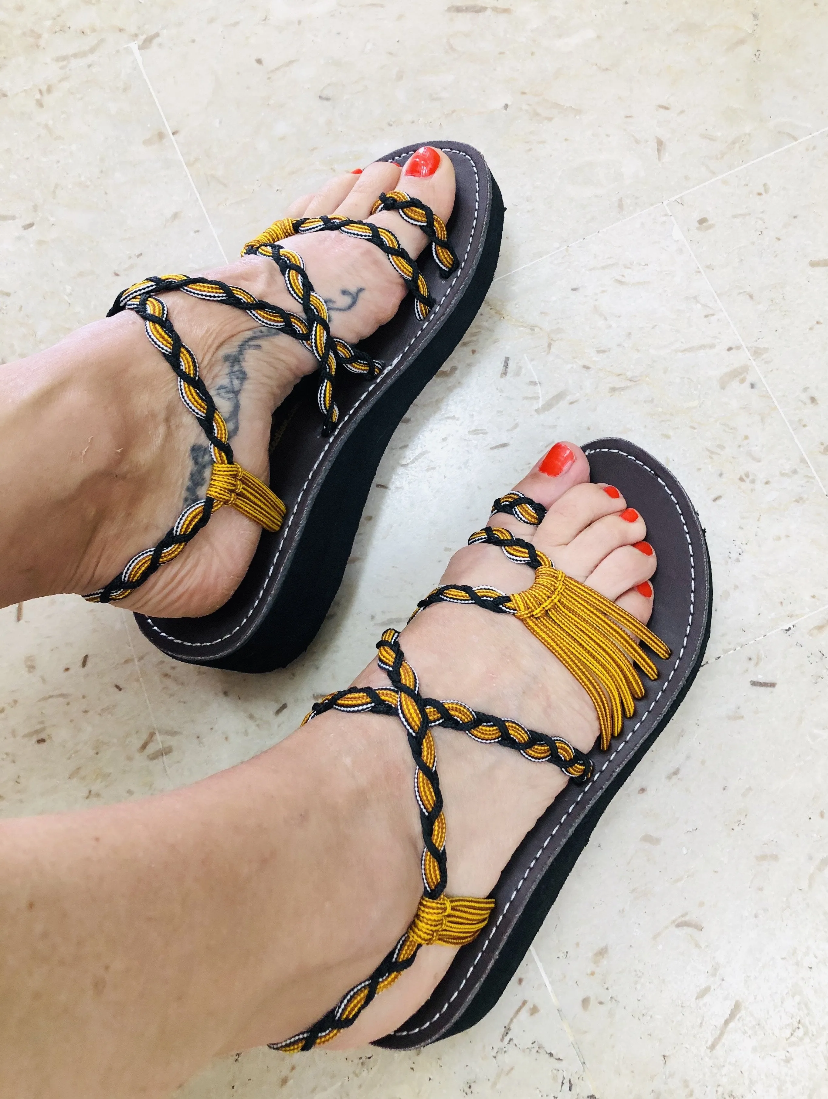 Platform Rope Sandals-Yellow-Claudia Style