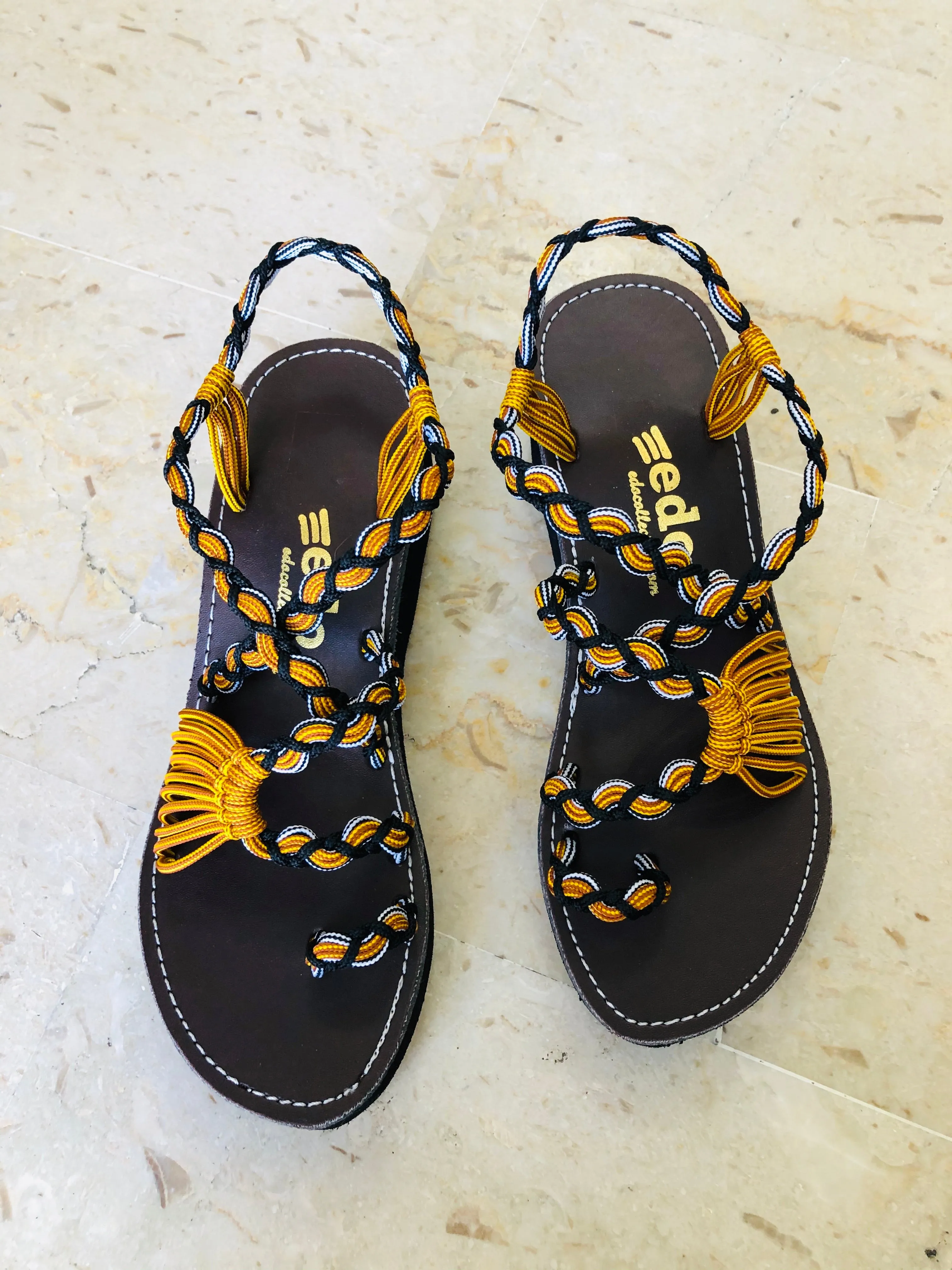 Platform Rope Sandals-Yellow-Claudia Style