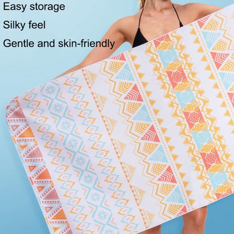 Printed Solid Color Beach Vacation Swimming Bath Towel Beach Towel, Color: Rainbow Stripe(Round Mesh Bag)