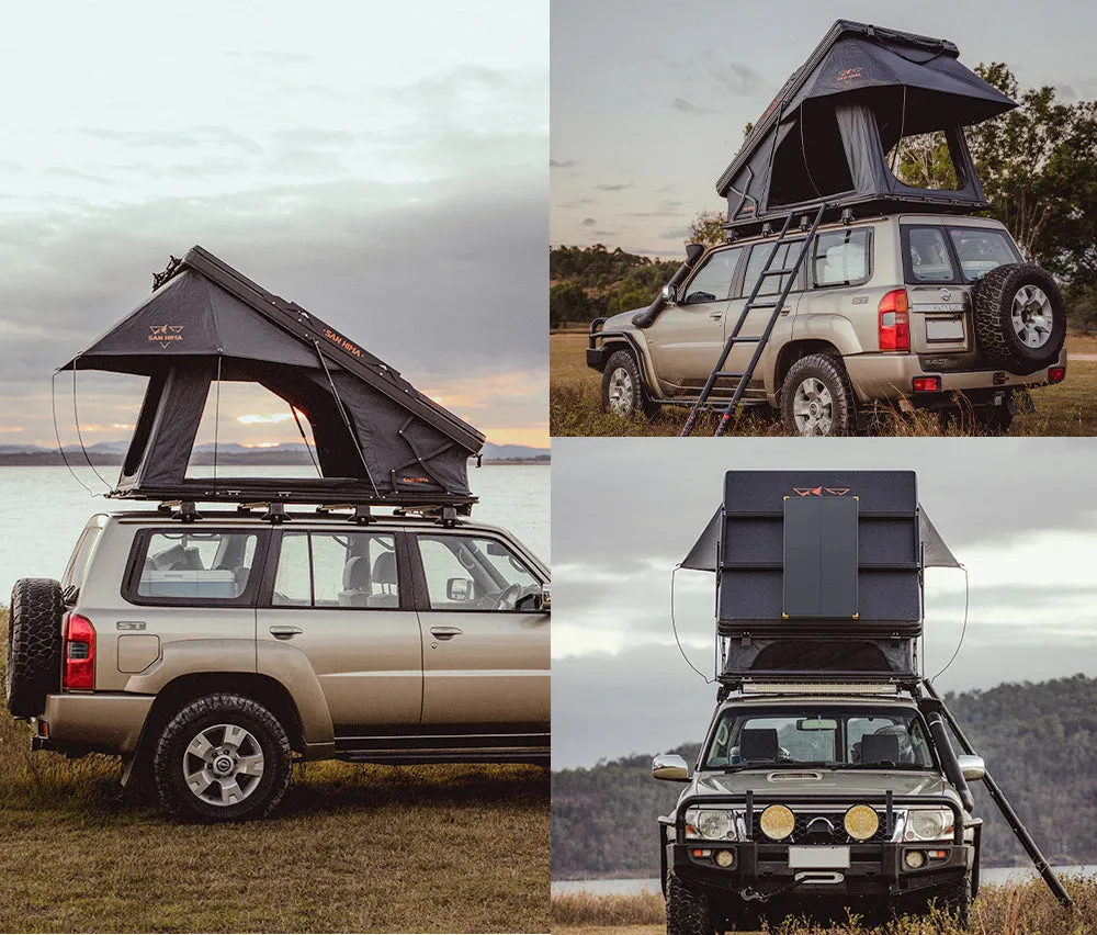 San Hima Kalbarri X Rooftop Tent Hardshell With Ladder   120W Solar Panel