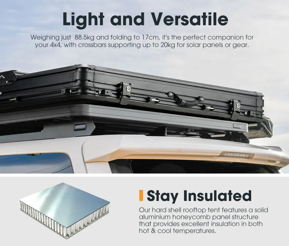 San Hima Kalbarri X Rooftop Tent Hardshell With Ladder   120W Solar Panel