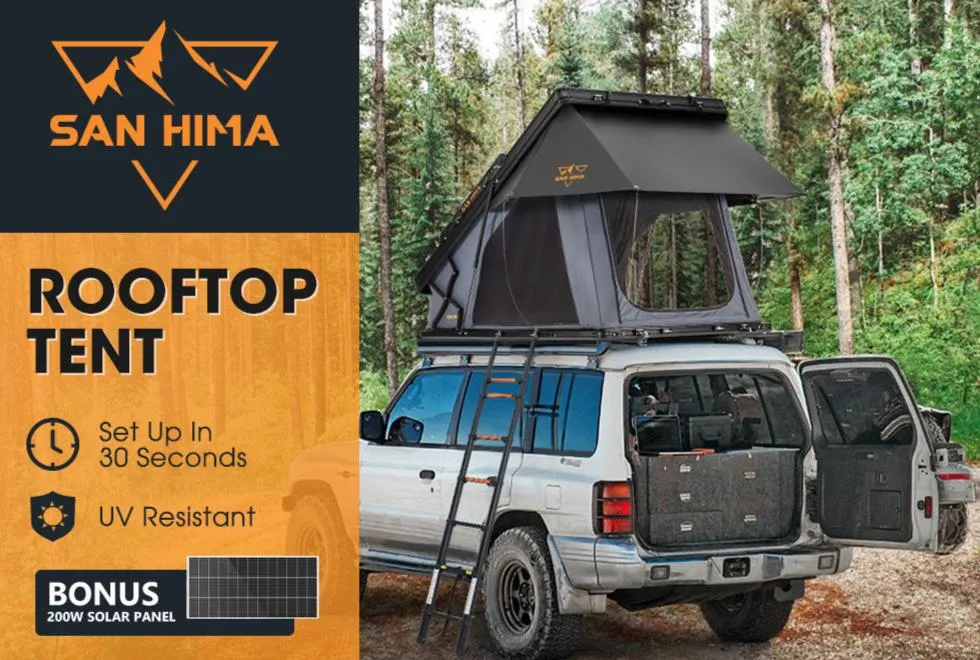 San Hima Kalbarri X Rooftop Tent Hardshell With Ladder   200W Solar Panel