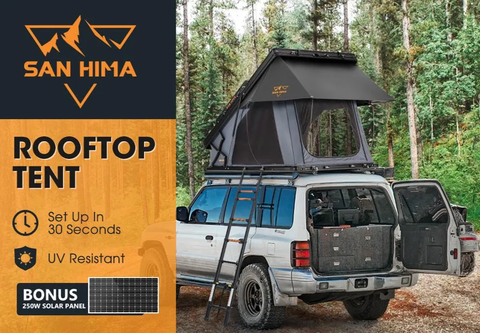 San Hima Kalbarri X Rooftop Tent Hardshell With Ladder   250W Solar Panel