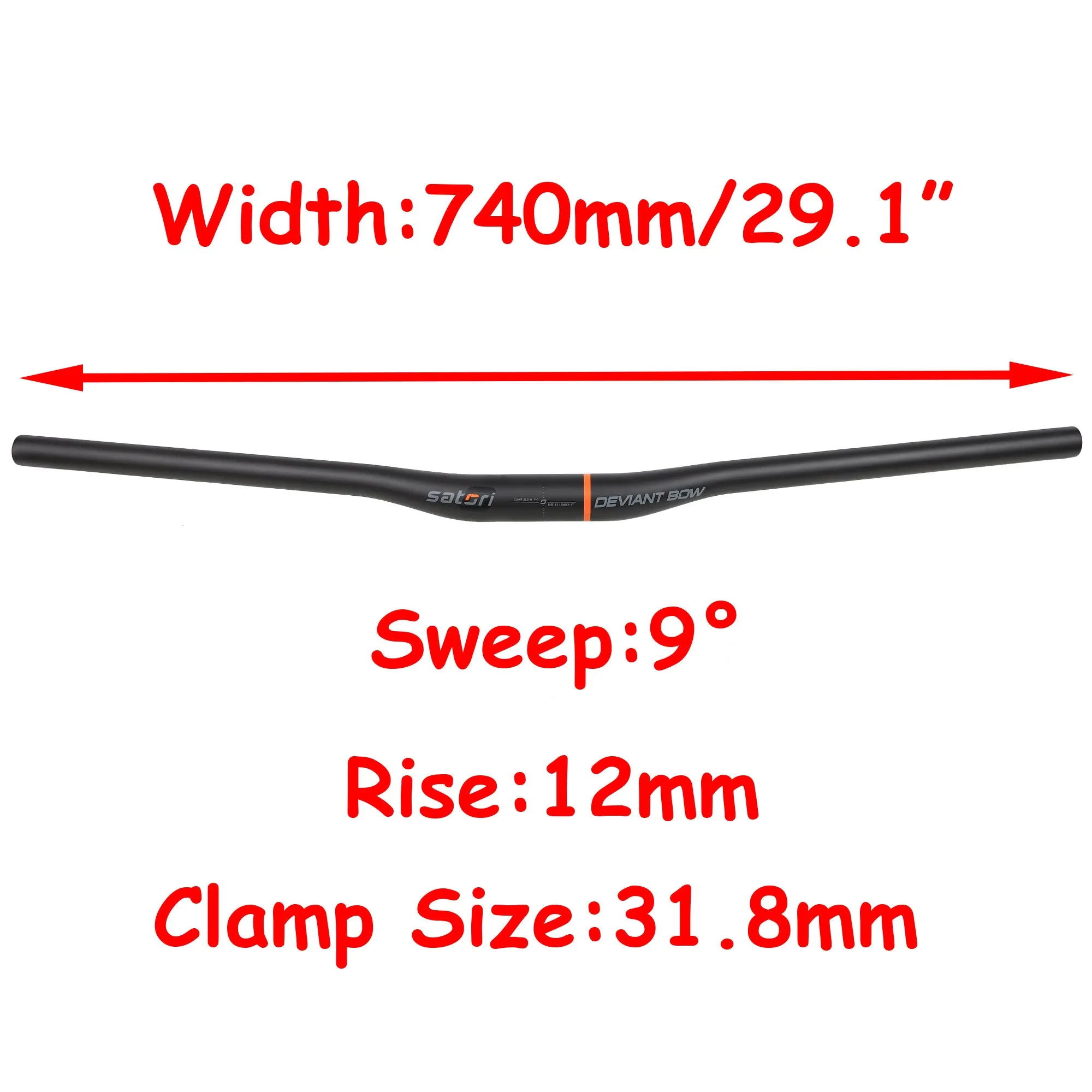 SATORI Bike Handlebar - HORIZON BOW Professional Level for MTB Mountain Bicycles - Full Carbon Fibre Flat Straight Super Light 31.8mm Handlebar