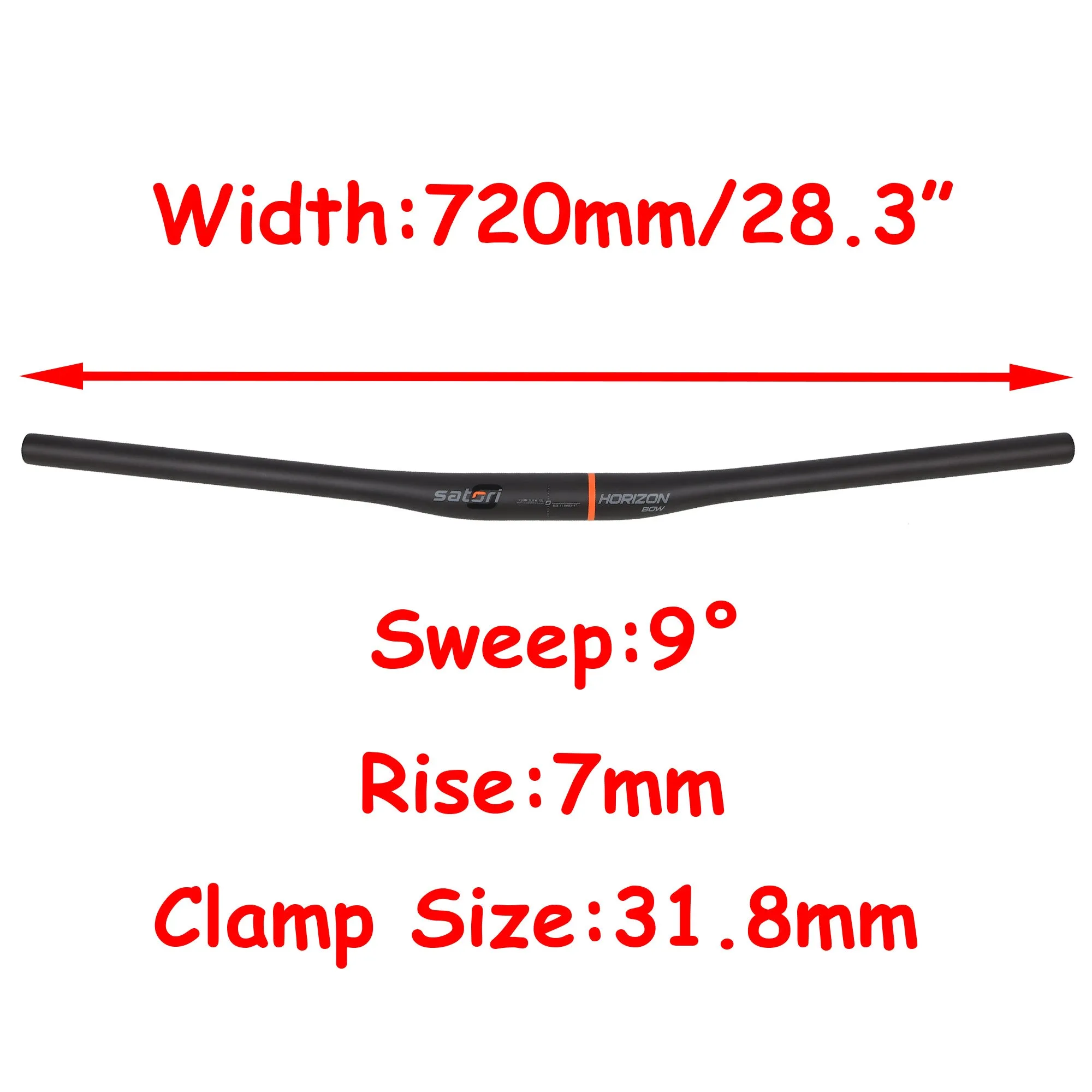 SATORI Bike Handlebar - HORIZON BOW Professional Level for MTB Mountain Bicycles - Full Carbon Fibre Flat Straight Super Light 31.8mm Handlebar