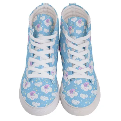 Shooting Star Clouds Blue women's hi-top sneakers [made to order]