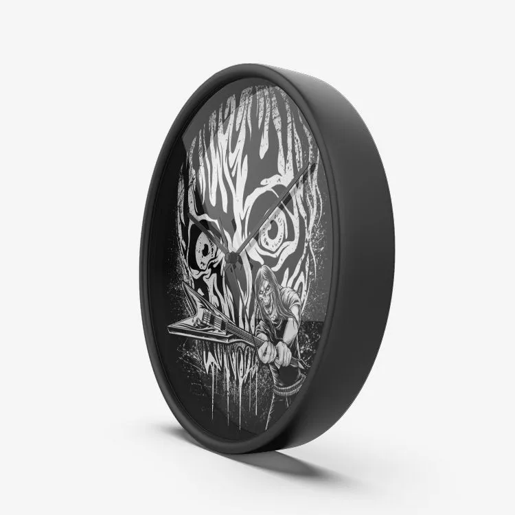 Skull V Guitar Smasher Wall Clock Silent Non Ticking Quality Quartz