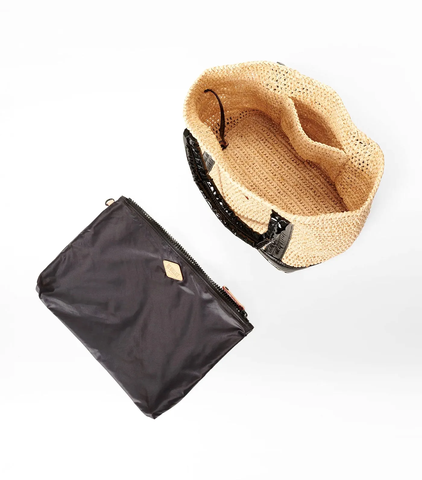 Small Raffia Tote Raffia/Black Lacquer