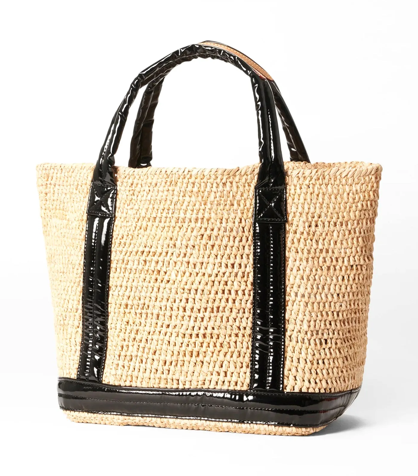 Small Raffia Tote Raffia/Black Lacquer