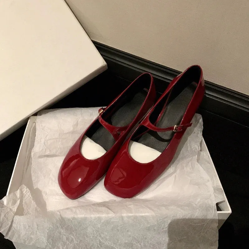 TAVIMART  -  Mary Jane Fashionable Low Heel Women's Shoes Luxury Designer French Vintage Buckle Mary Jane Flats