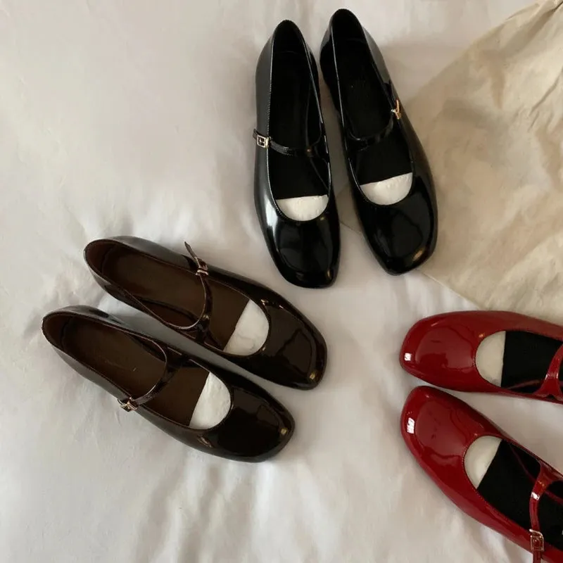 TAVIMART  -  Mary Jane Fashionable Low Heel Women's Shoes Luxury Designer French Vintage Buckle Mary Jane Flats