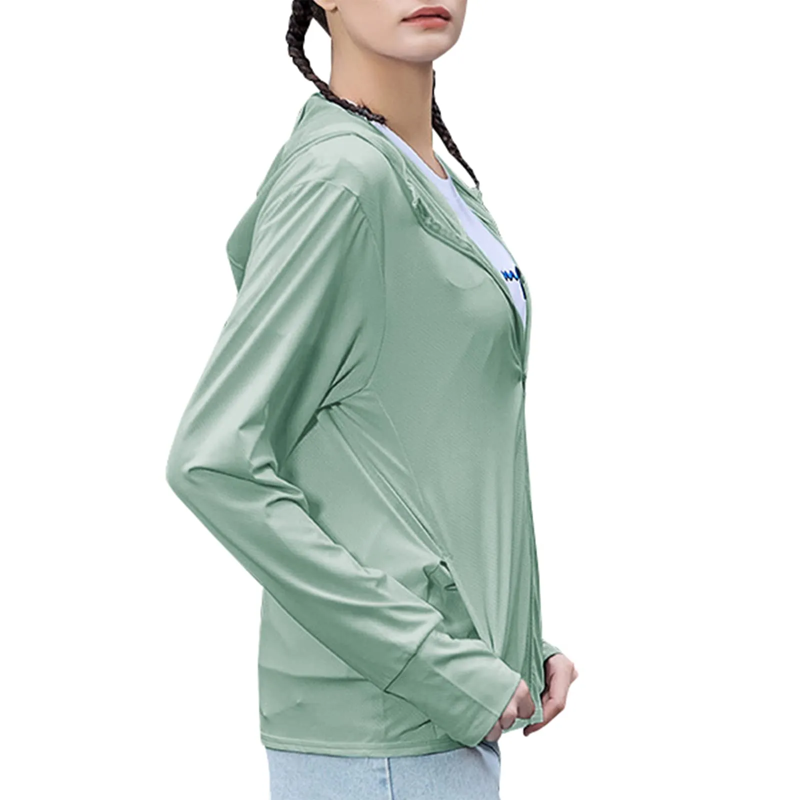 Women's UPF 50  UV Sun Protection Clothing Zip Up Lightweight Hoodie Hiking Sun Shirt