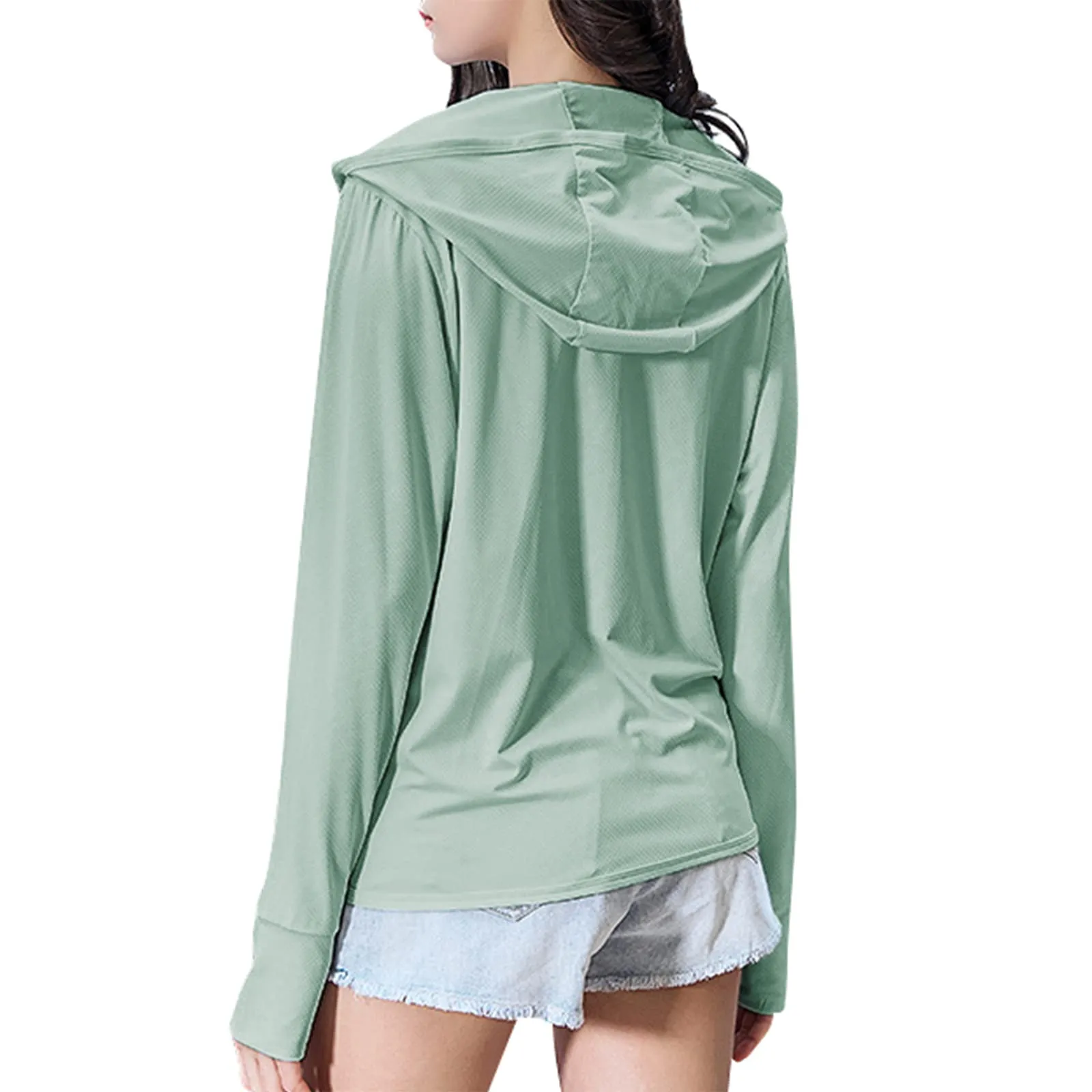 Women's UPF 50  UV Sun Protection Clothing Zip Up Lightweight Hoodie Hiking Sun Shirt